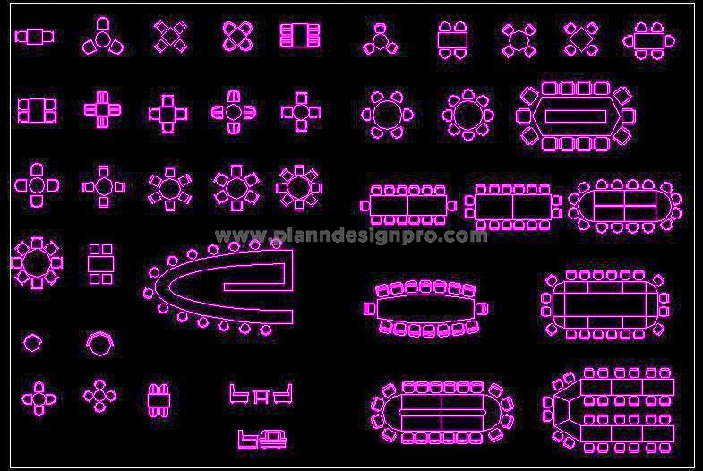 Free AutoCAD Furniture Blocks- Dining & Conference Tables
