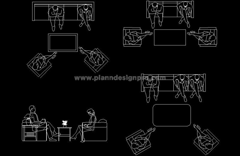 Free AutoCAD Furniture CAD Blocks- Sofa Set Collection