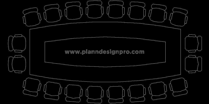 Free CAD Block- 2D Conference Table for 20 People