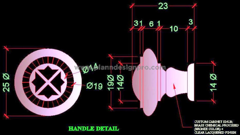 Free CAD Block- Custom Pull-Out Knob in Metal Finish