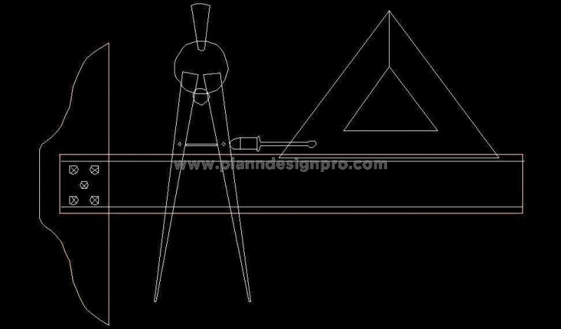 Free CAD Block Set- T-Scale, Compass & Set Square DWG
