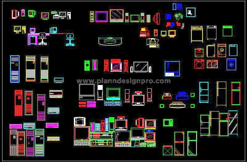 Free CAD Blocks- Electronic Appliances in Plan & Elevation