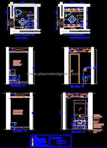 Free Powder Toilet AutoCAD Design- Layout and Vanity Details