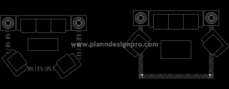 Free Sofa Set CAD Block for Interior Space Planning