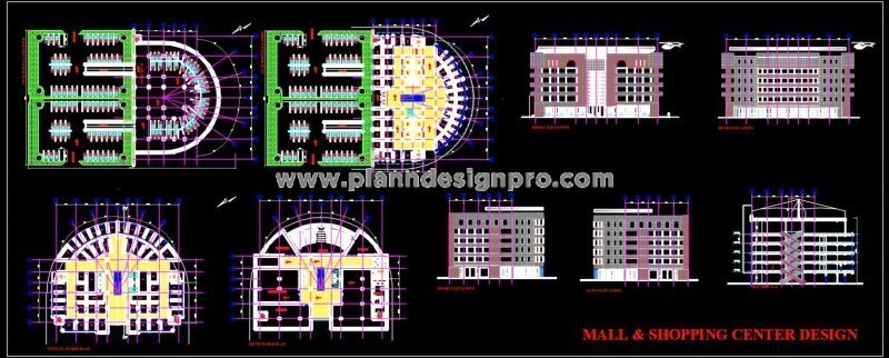 G+5 Shopping Mall AutoCAD DWG with Detailed Plans