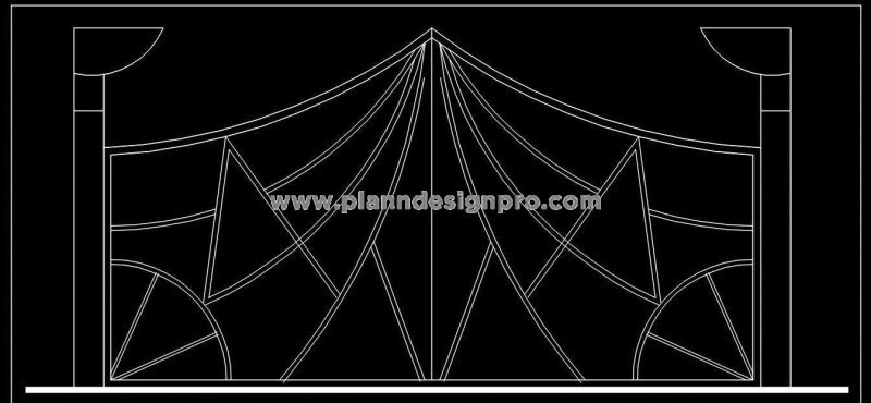 Geometric Pattern Entrance Gate Cad Block - Free Download