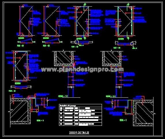 Glass Door & Laminated Flush Door CAD Details with Elevations