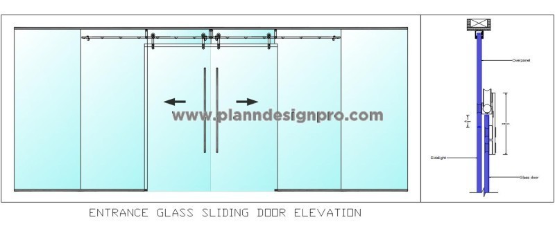 Glass Sliding Door Design Free DWG Download