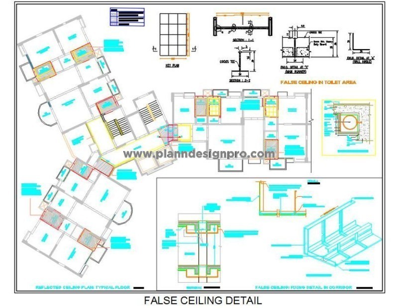 Grid Ceiling Design CAD- Installation & Isometric Views