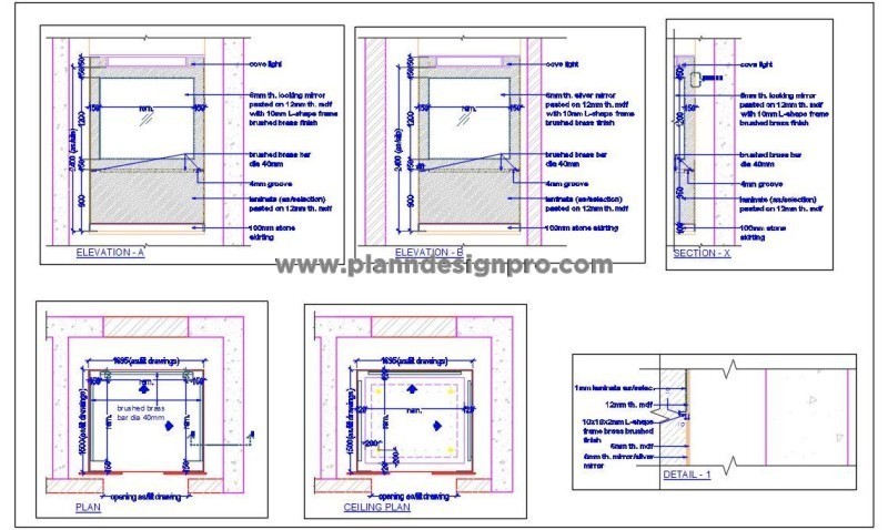 Guest Lift CAD Drawing with Detailed Interior Finishes