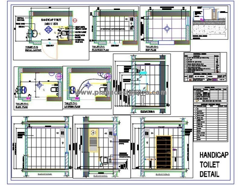 Handicap Toilet Detail DWG- Layout & Details