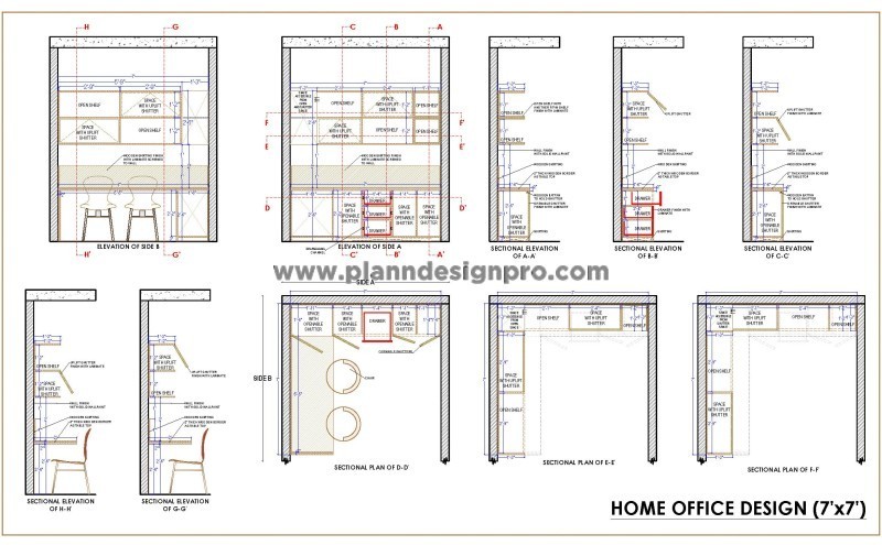 Home Office Interior Design CAD Drawings