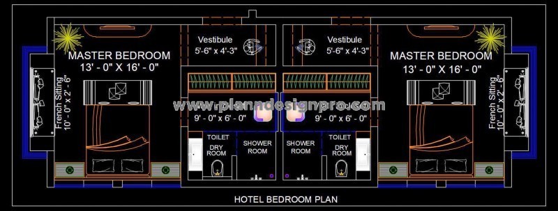 Hotel Guest Room CAD Drawing