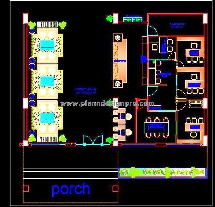 Hotel Lobby Furniture Layout Plan - Free Autocad DWG