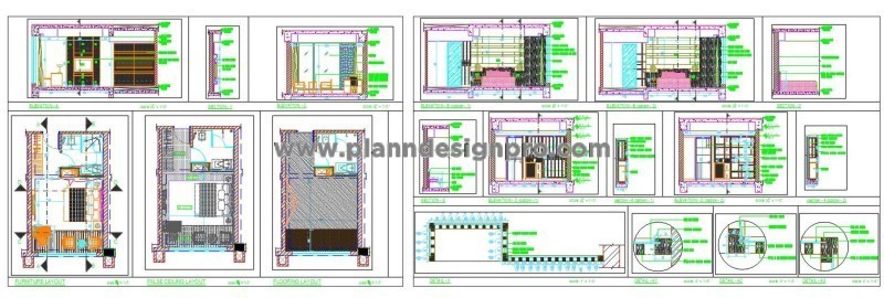 Hotel Room CAD Drawing- Complete Interior Details & Layout