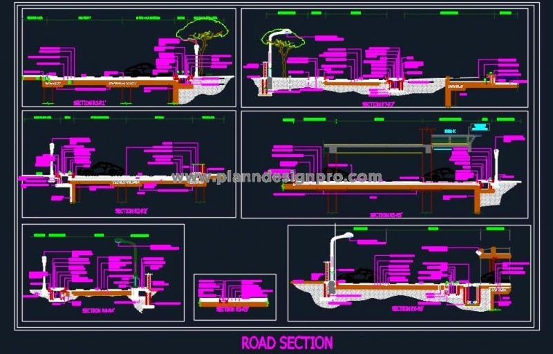 In-Depth Road Design DWG Pathways, Parking, & Footpath Layouts