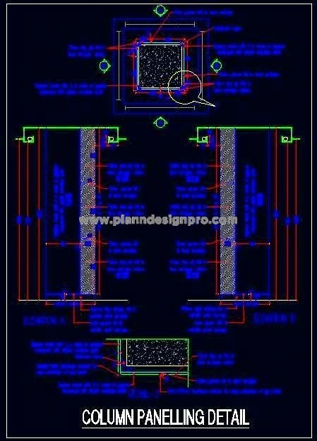 Interior Column Paneling CAD- Gypsum & L-Profile Trim