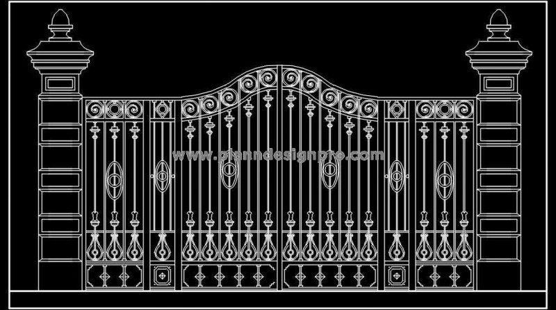 Iron Main Gate CAD Block for Villas, Bungalows, and Hotels