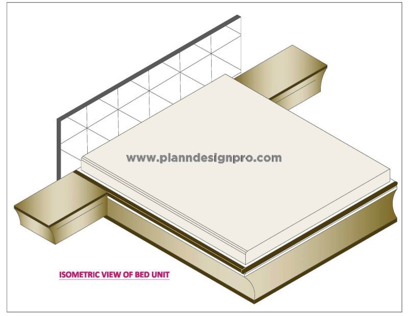 Modern Double Bed Isometric 3d View Cad Block