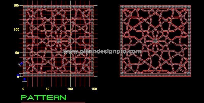 Jali Design CAD Block- Square Panel for Screens, Walls & Mandirs