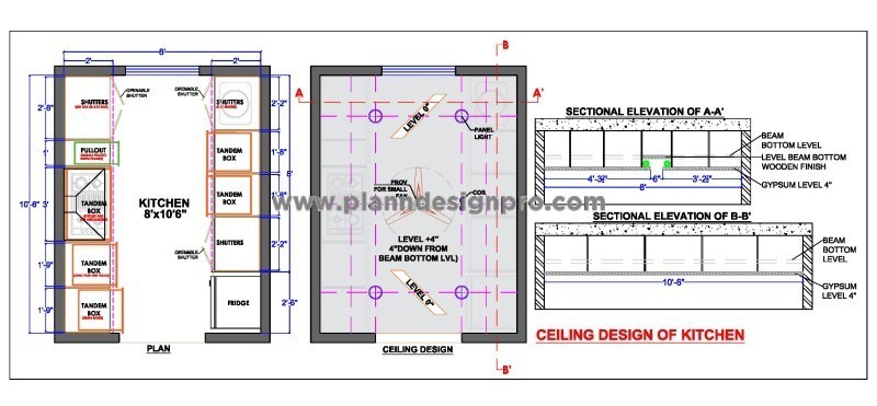 Kitchen Design CAD- Parallel Counters & Storage Layout