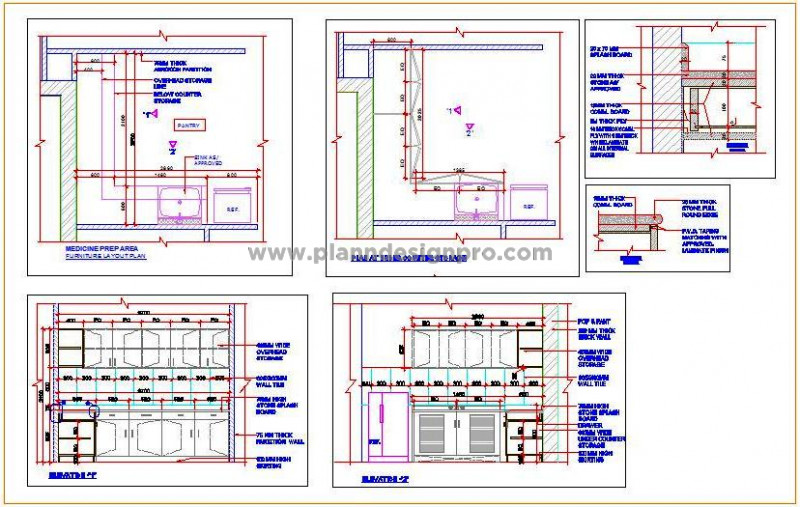 L-Shape Pantry Counter Design with Layout Plan - AutoCAD DWG
