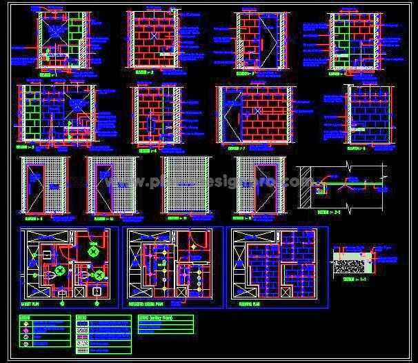 Ladies and Gents Toilet Layout with Details for Offices - DWG