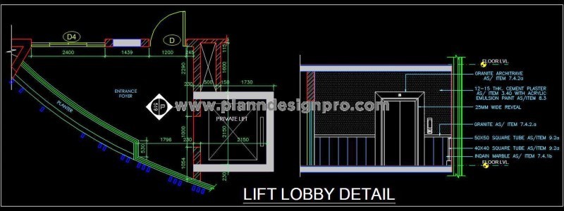Lift Lobby Wall Cladding Detail - Free Autocad Design File