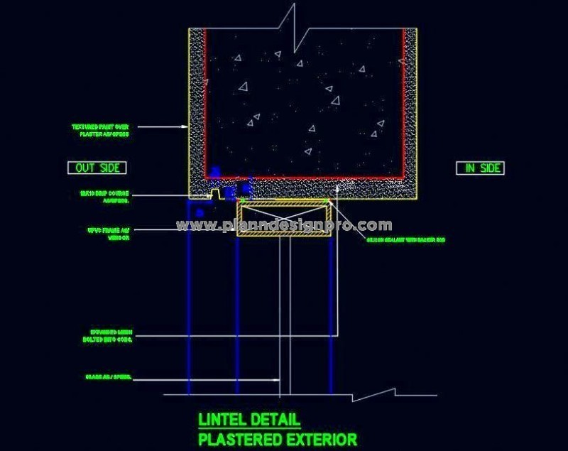 Lintel Section with UPVC Window and Material Specs- Free DWG