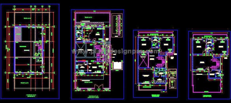 Luxurious G+2 Duplex House CAD Design with Basement