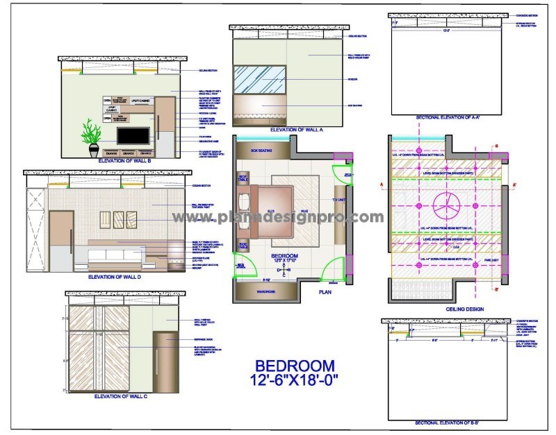 Luxurious Master Bedroom Interior Design CAD Details