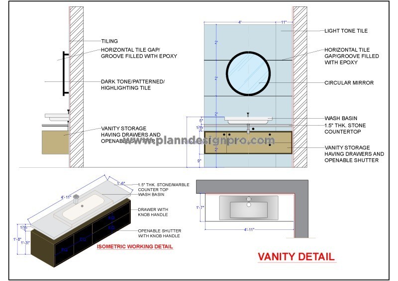Luxury Bathroom Vanity DWG Details Professional Designs