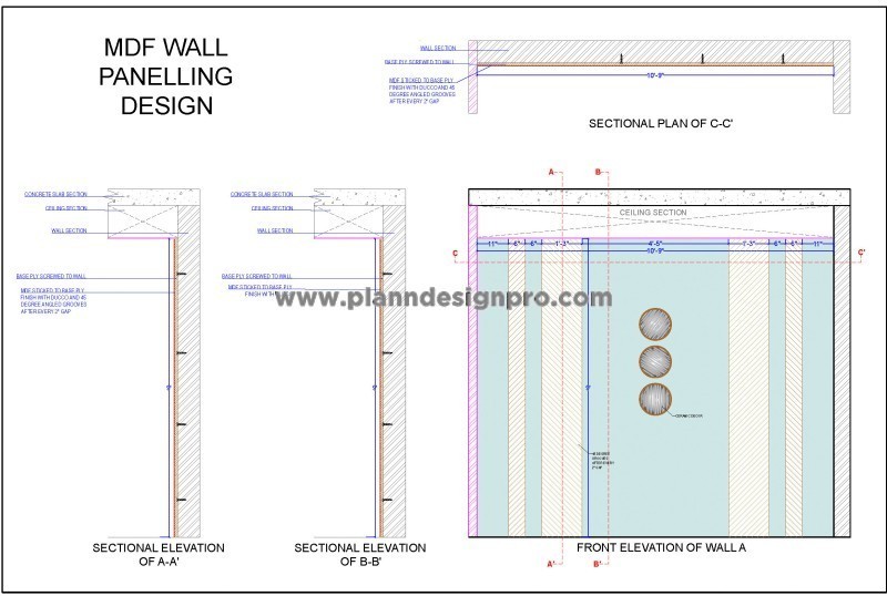 MDF Wall Paneling CAD Detail for Interior Design