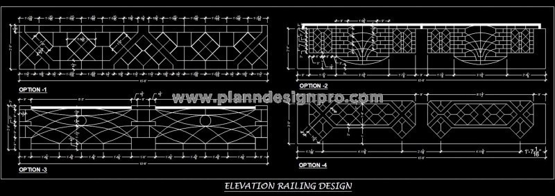 MS Iron Balcony Railing CAD Blocks - Elevation Views