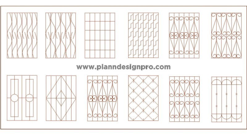 MS Iron Bar Grill Design Free CAD Block Download