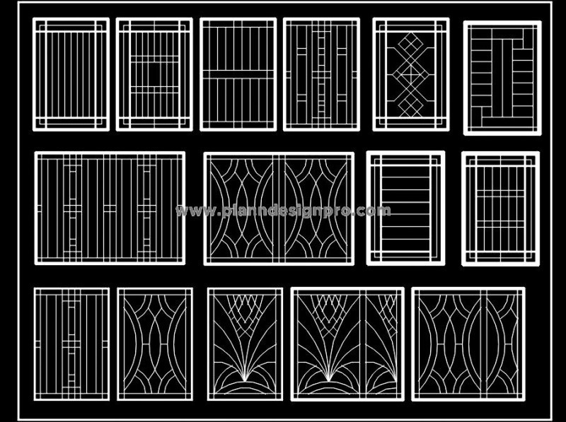 MS Iron Window Grill CAD Blocks -15 Designs