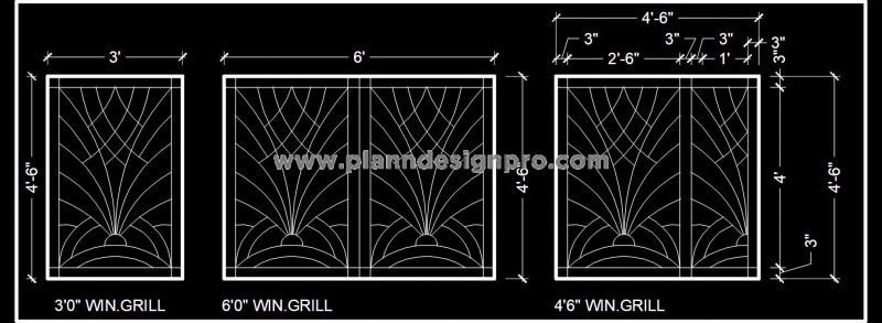 MS Iron Window Grill CAD Design - Free DWG