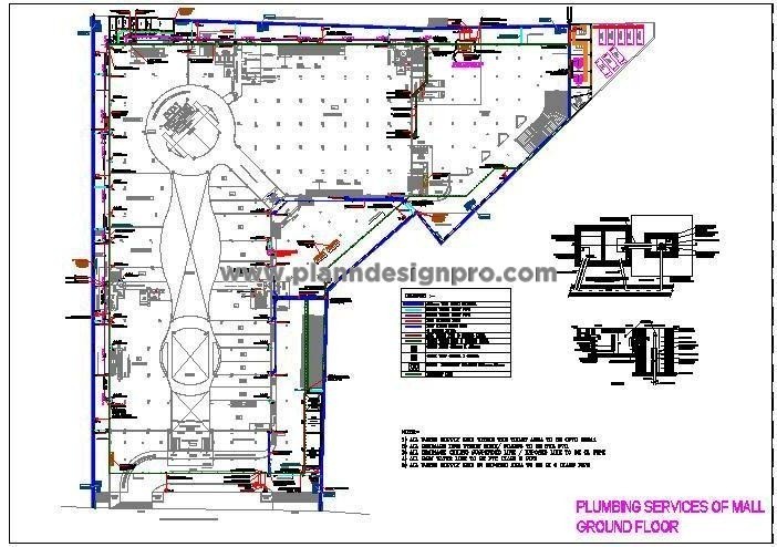 Mall & Commercial Space Plumbing Plan DWG- Ground Floor