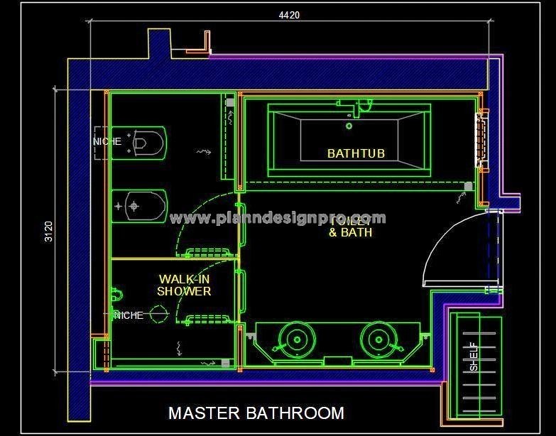 Master Bathroom Design CAD Block - AutoCAD DWG Download
