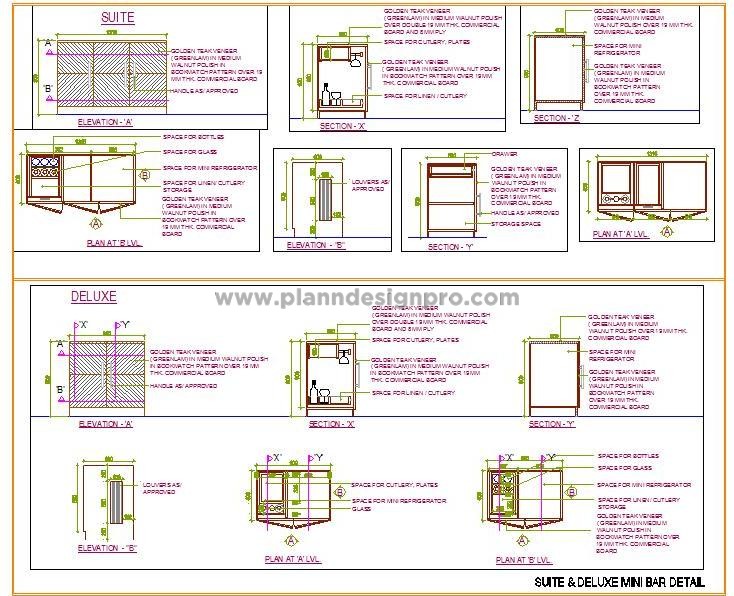 Minibar Unit AutoCAD Drawing for Hospitality Design
