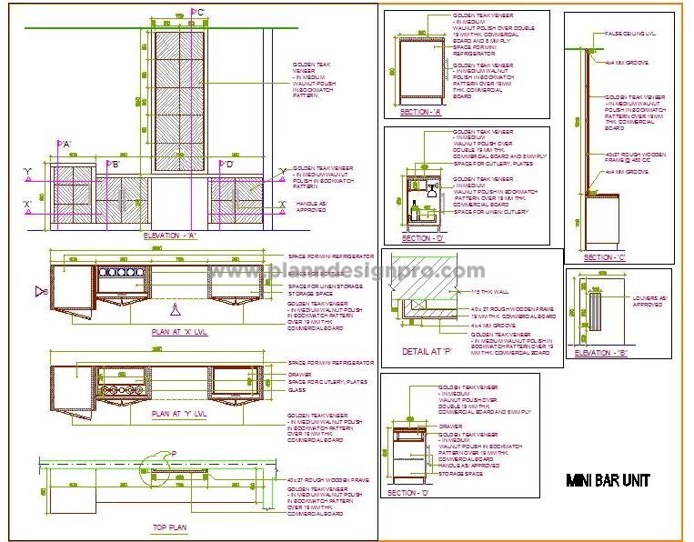 Minibar Unit CAD Design for Hotel Guest Room or Suite Room