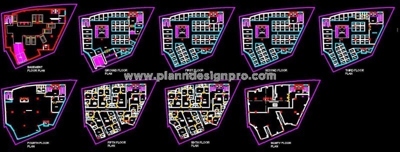 Mixed-Use Building Plan DWG- Shops, Convention Hall & Apartments
