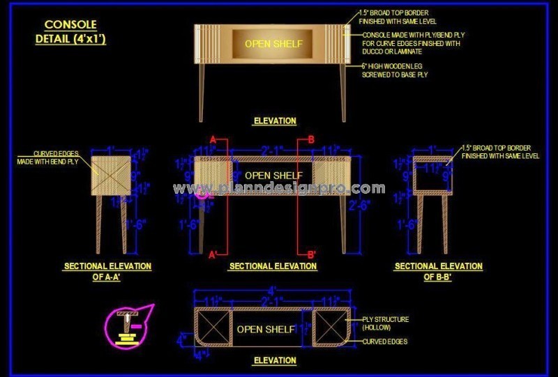 Modern Console Table Design CAD File