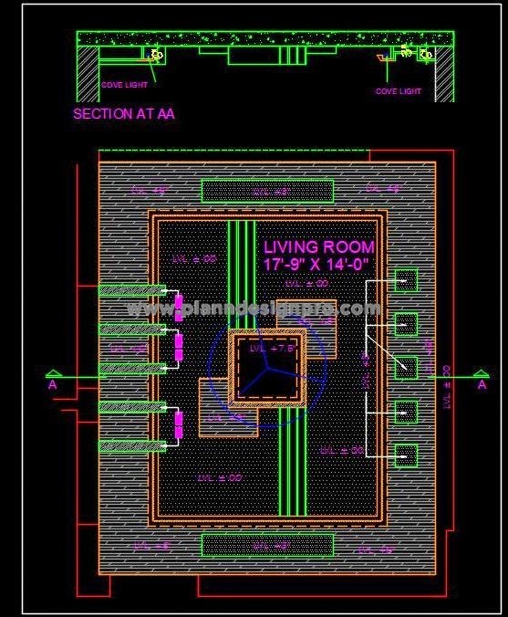 Modern False Ceiling Design - Autocad DWG with Cove Lighting