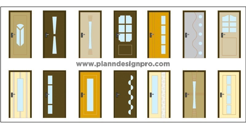 Modern Glass and Wood Door CAD Block DWG