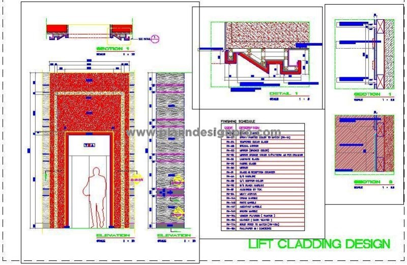 Modern Lift Elevation CAD with Stone Moulding & Hidden Lights