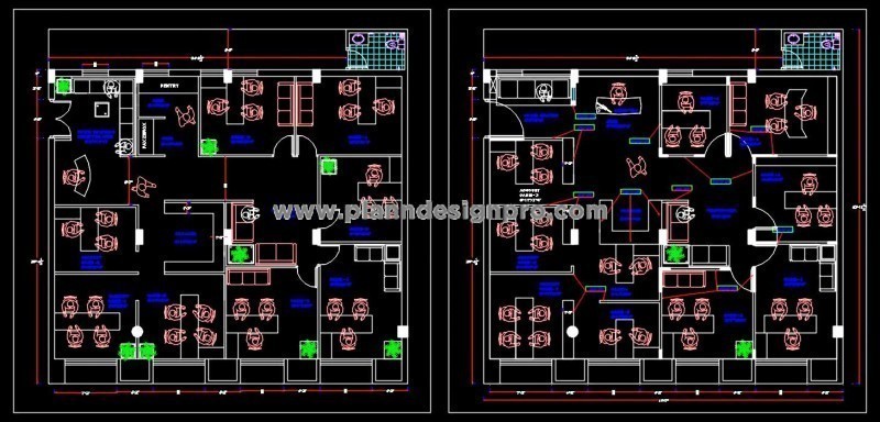 Modern Office Floor Plan - Autocad DWG