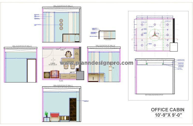 Modern Office Manager Cabin Interior Design DWG Drawing