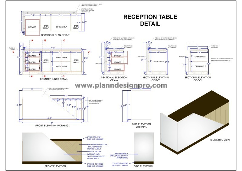 Modern Reception Desk DWG with Detailed Drawing