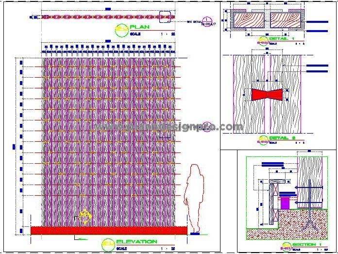 Modern Screen Design CAD with Wood & Metal Clips